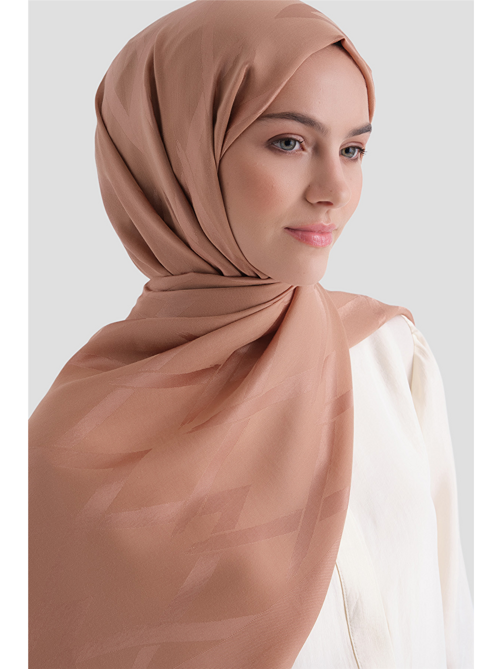 Pembe Lyocell Naia Zikzak Desen Şal 1- 38-2
