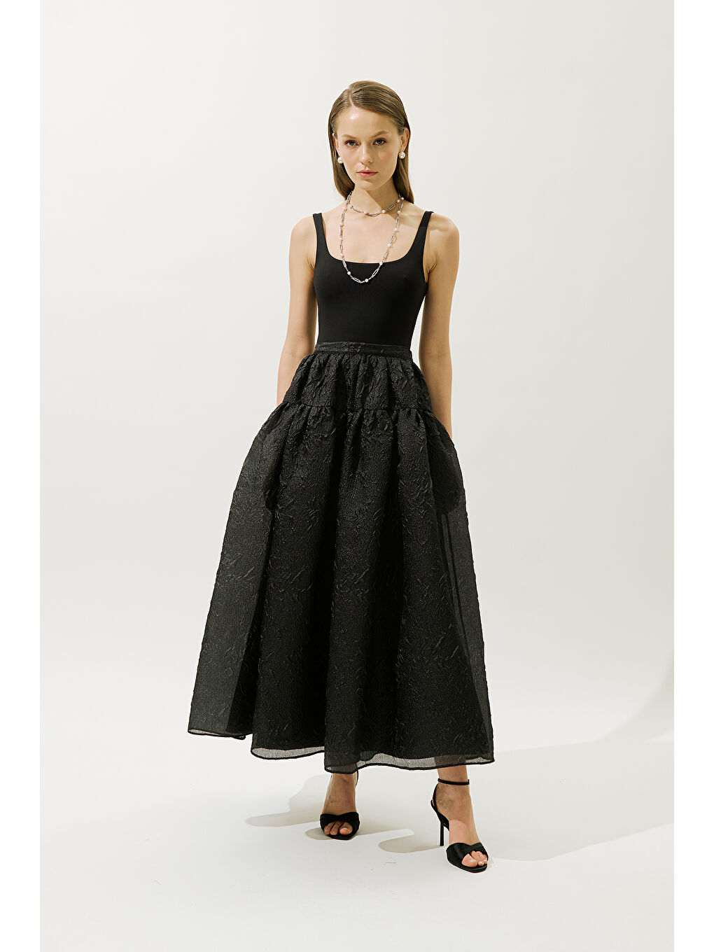 Jakar Organze Kabarık Etek Siyah-1