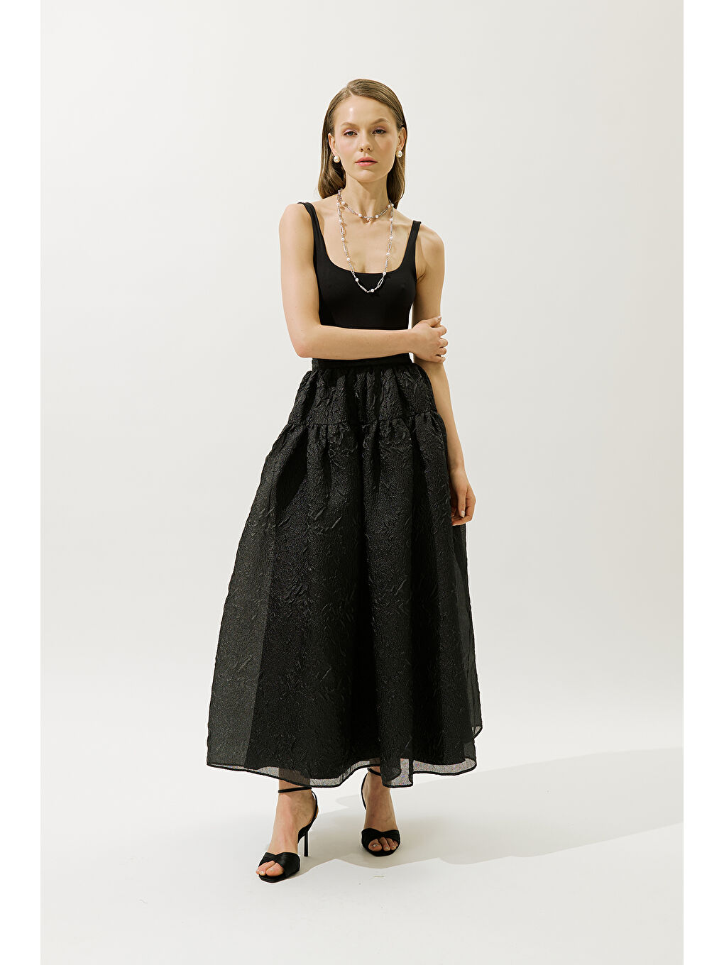 Jakar Organze Kabarık Etek Siyah-2