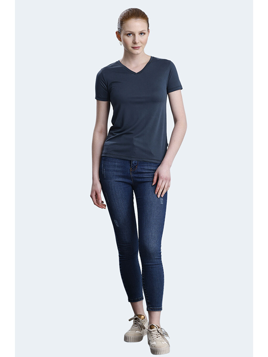 PERICAS Kadın Antrasit Tişört-6