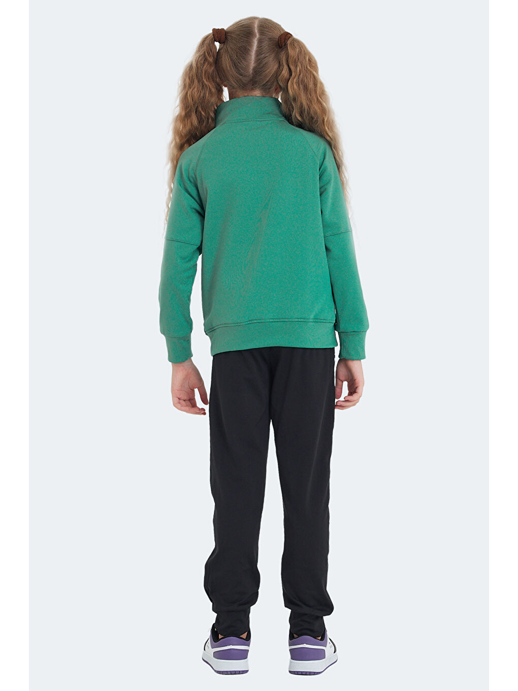 NEXT IN Unisex Çocuk Fermuarlı Dik Yaka Cepli Yeşil Eşofman Takımı-1