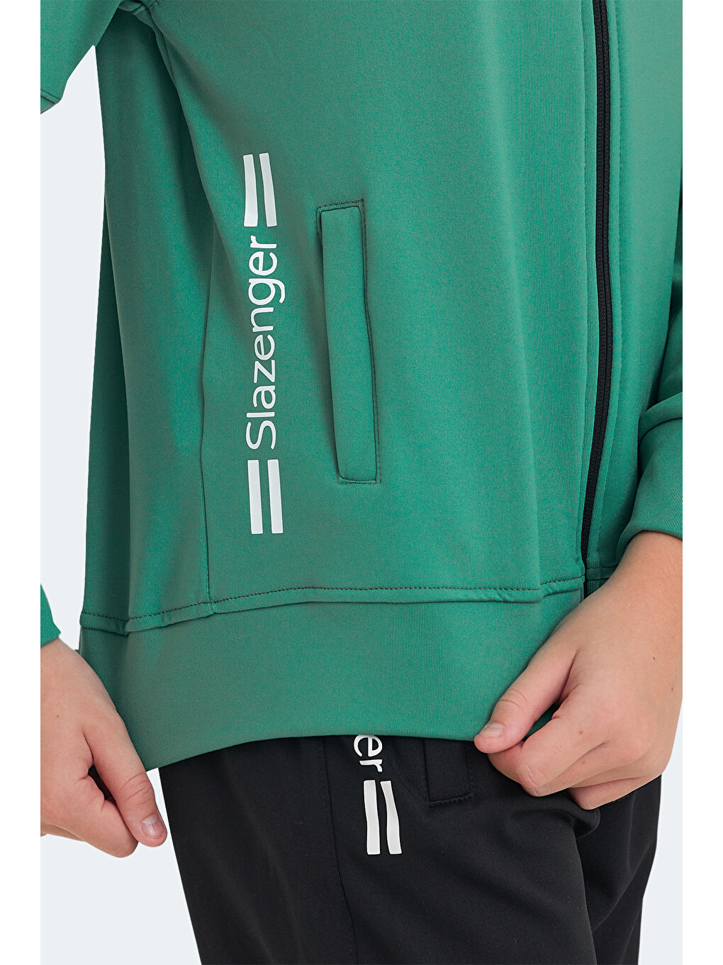 NEXT IN Unisex Çocuk Fermuarlı Dik Yaka Cepli Yeşil Eşofman Takımı-4