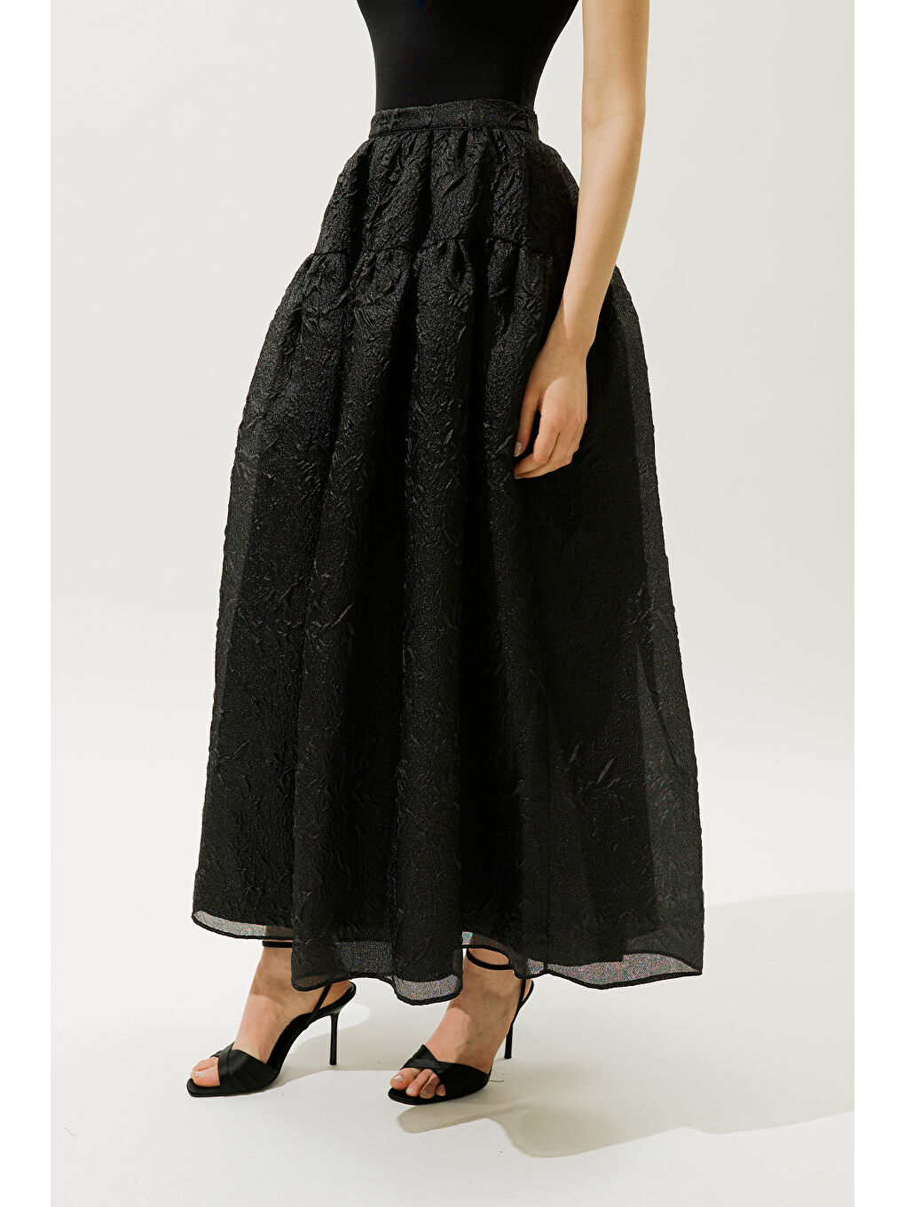 Jakar Organze Kabarık Etek Siyah-5