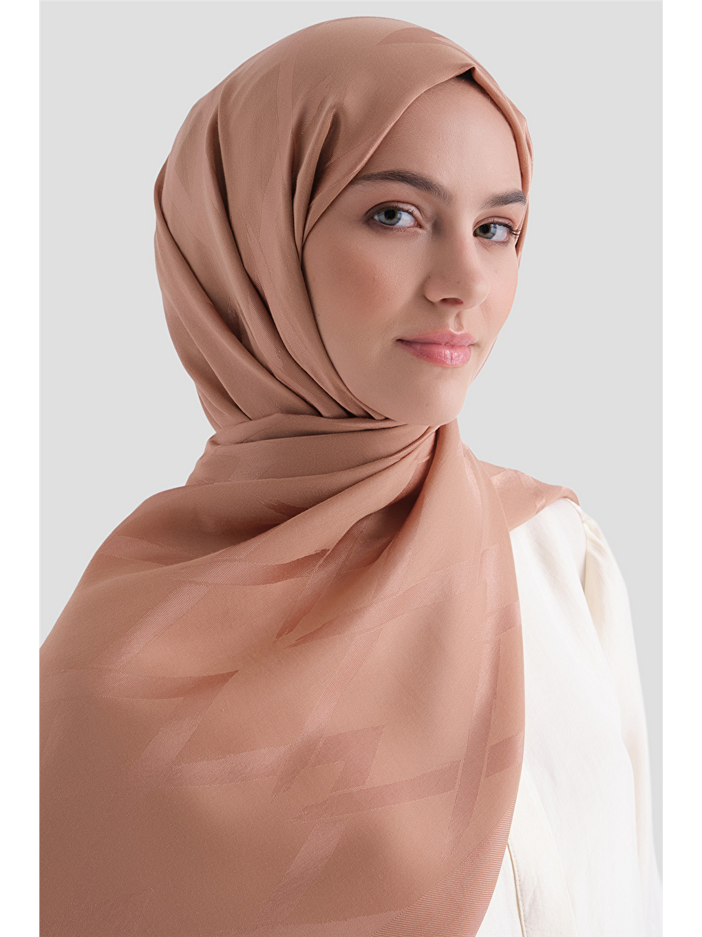 Pembe Lyocell Naia Zikzak Desen Şal 1- 38-3