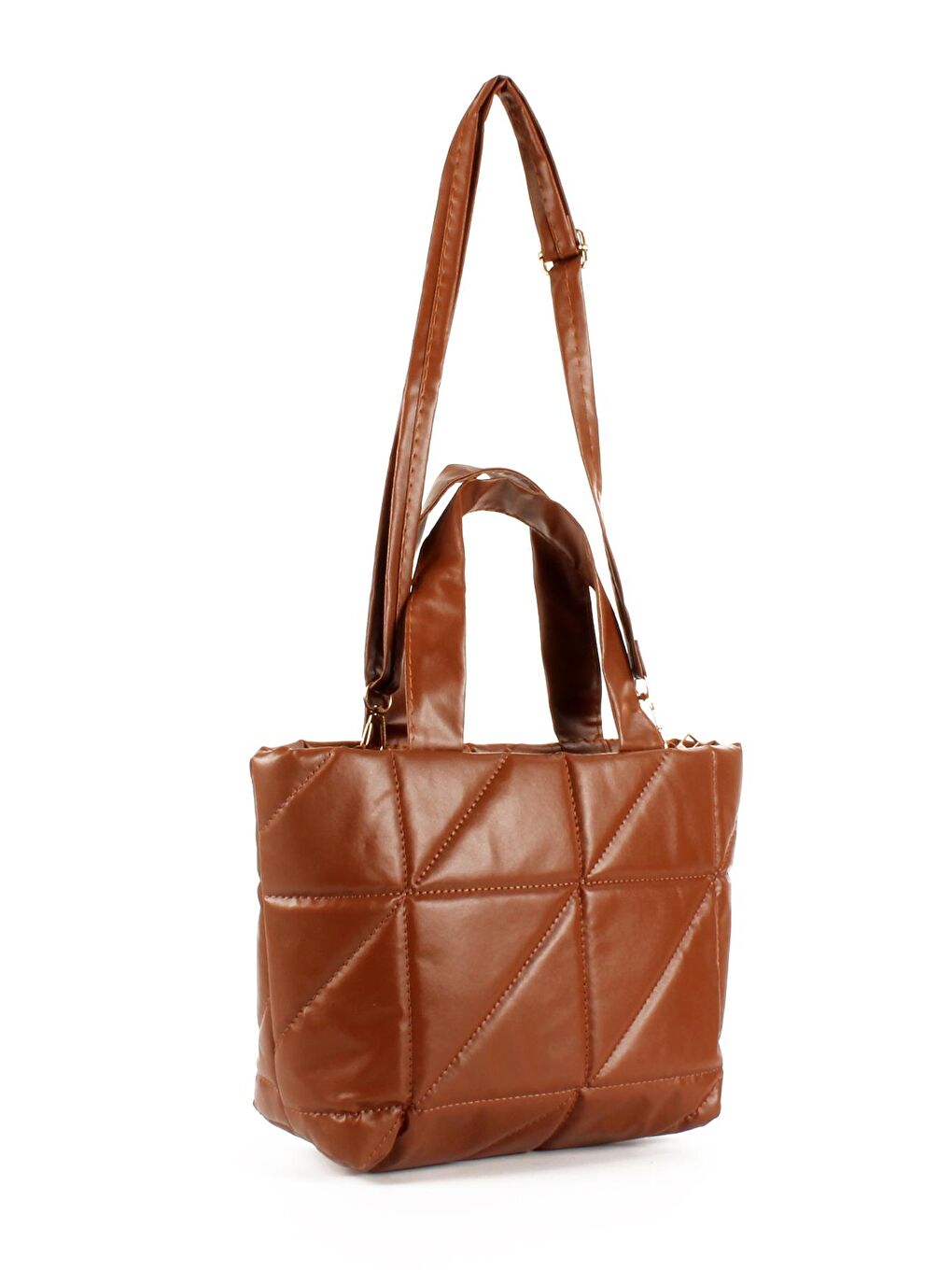 Kahverengi Kadın Yumuşak Doku Şişme Kapitoneli El ve Omuz Çantası (20691)-1