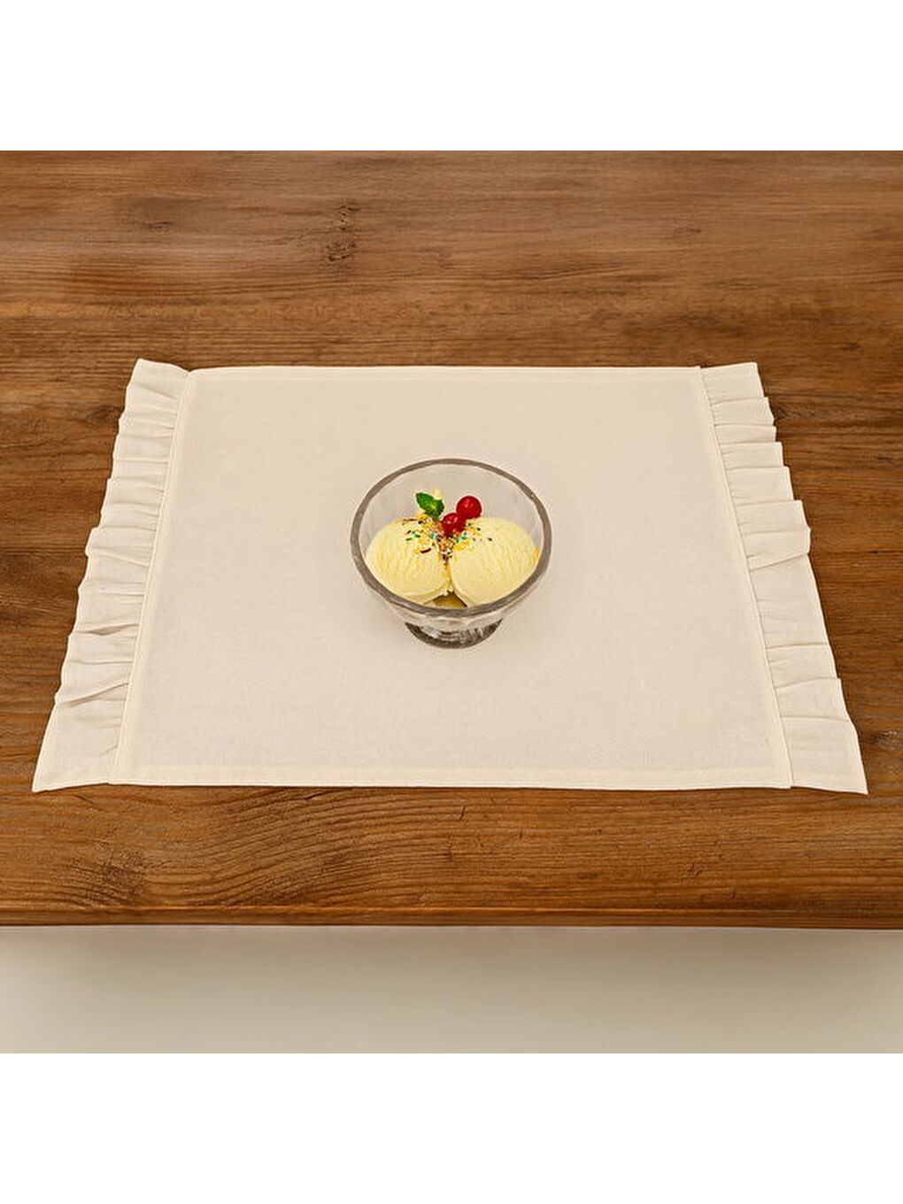 Soft Fırfırlı 2'li Amerikan Servis - Ekru - 35x50 cm