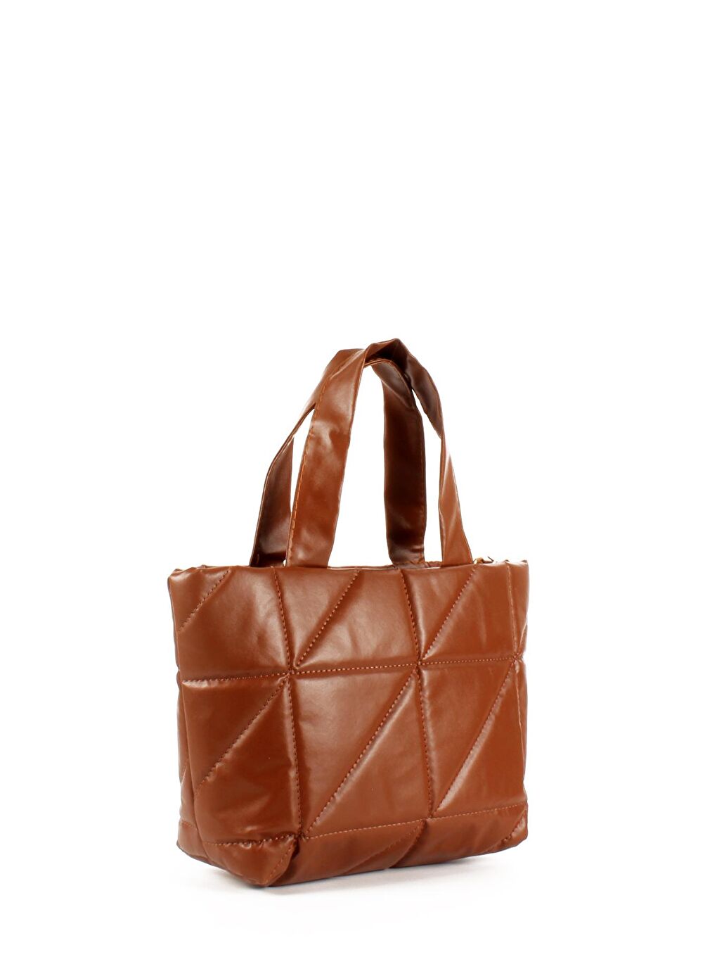 Kahverengi Kadın Yumuşak Doku Şişme Kapitoneli El ve Omuz Çantası (20691)-2