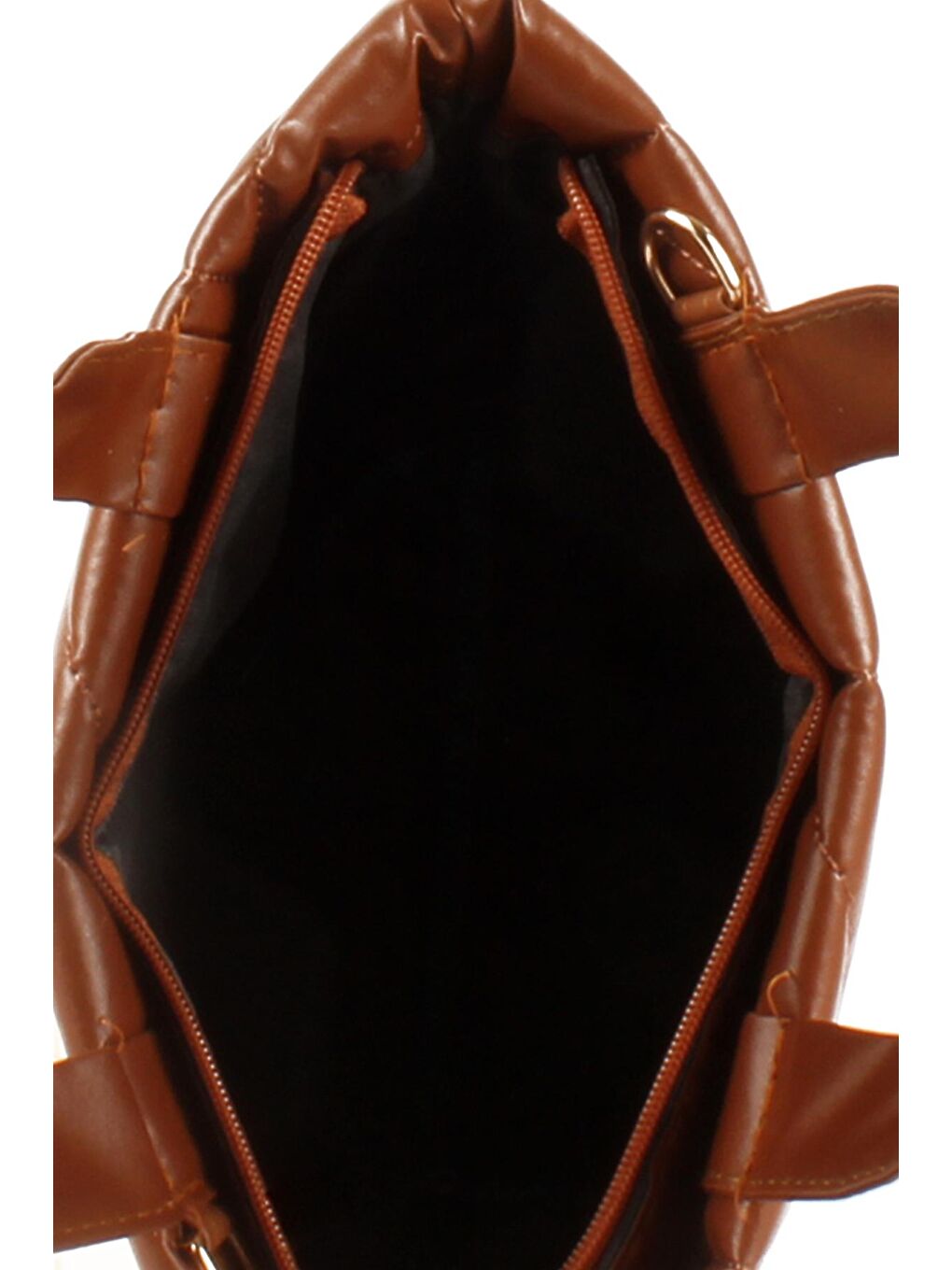 Kahverengi Kadın Yumuşak Doku Şişme Kapitoneli El ve Omuz Çantası (20691)-3
