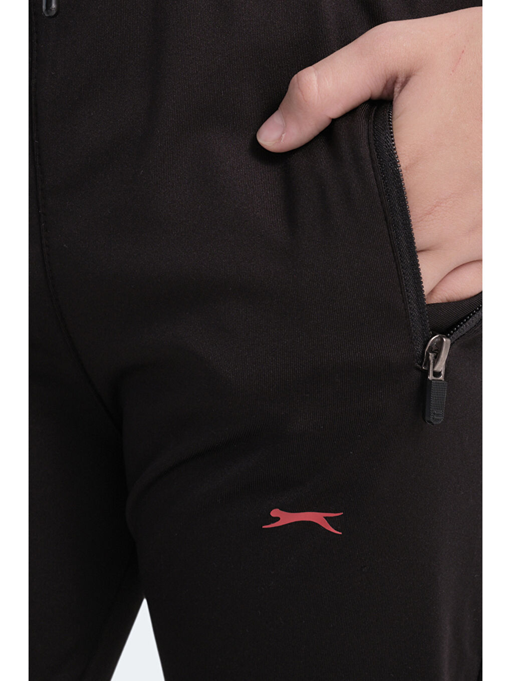 NOON Unisex Çocuk Fermuarlı Kapüşonlu Cepli Siyah / Kırmızı Eşofman Takımı-4