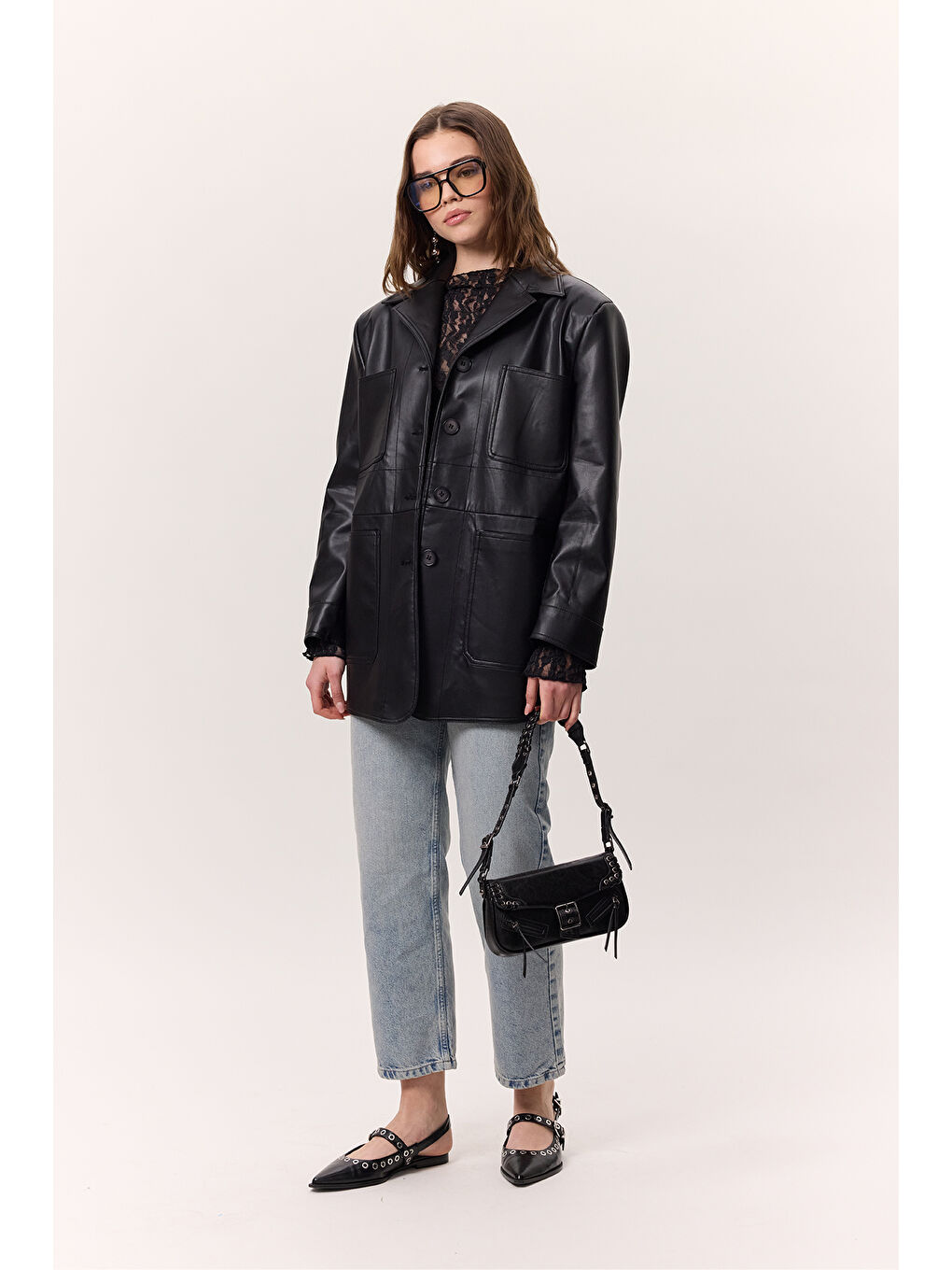 Toka Detaylı Omuz Çantası Siyah-1