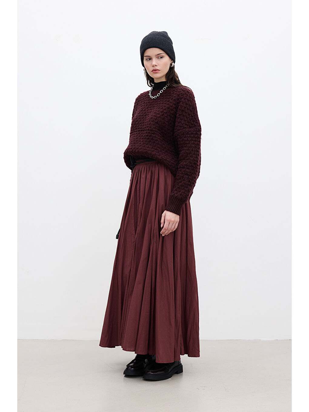 Pılıse Maxı Etek Bordo-1