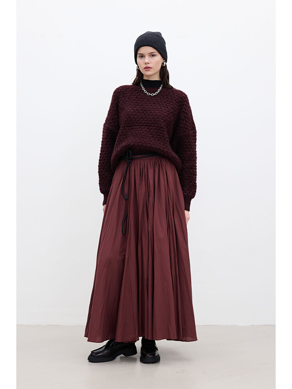 Pılıse Maxı Etek Bordo-2