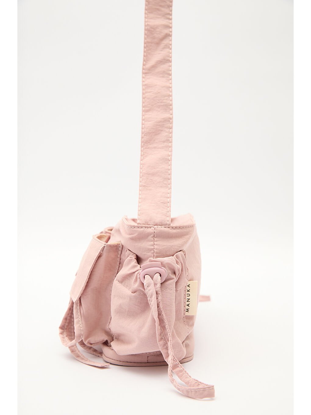 Cep Detaylı Bağcıklı Çanta Pembe-6
