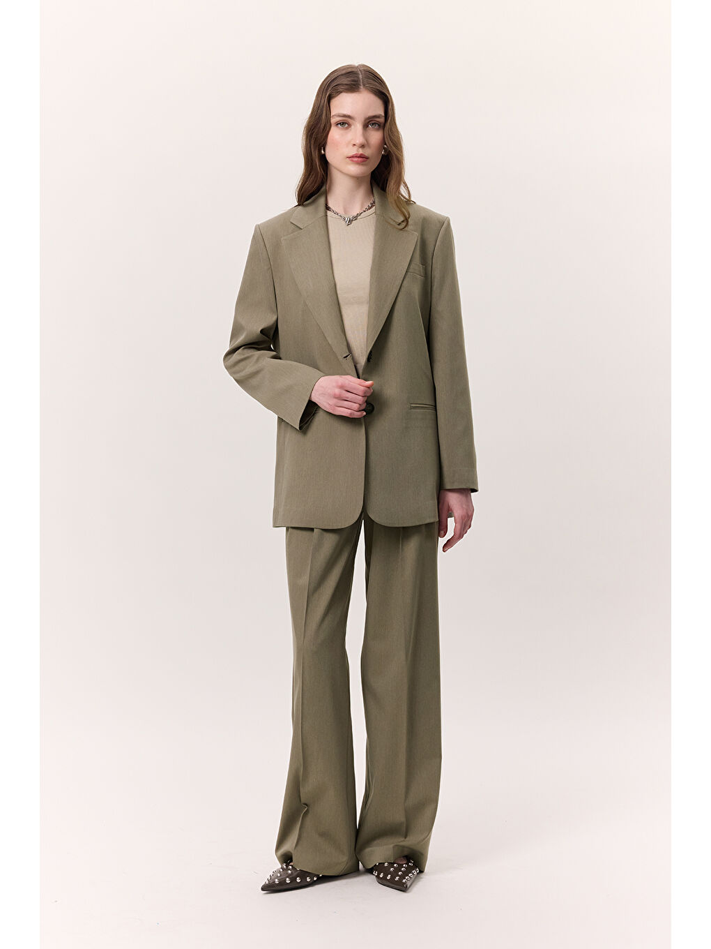 Geniş Paçalı Palazzo Pantolon Yeşil-1