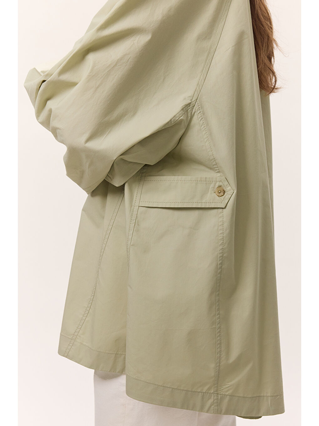 Yeşil Geniş Kol Detaylı Gömlek Çağla-3