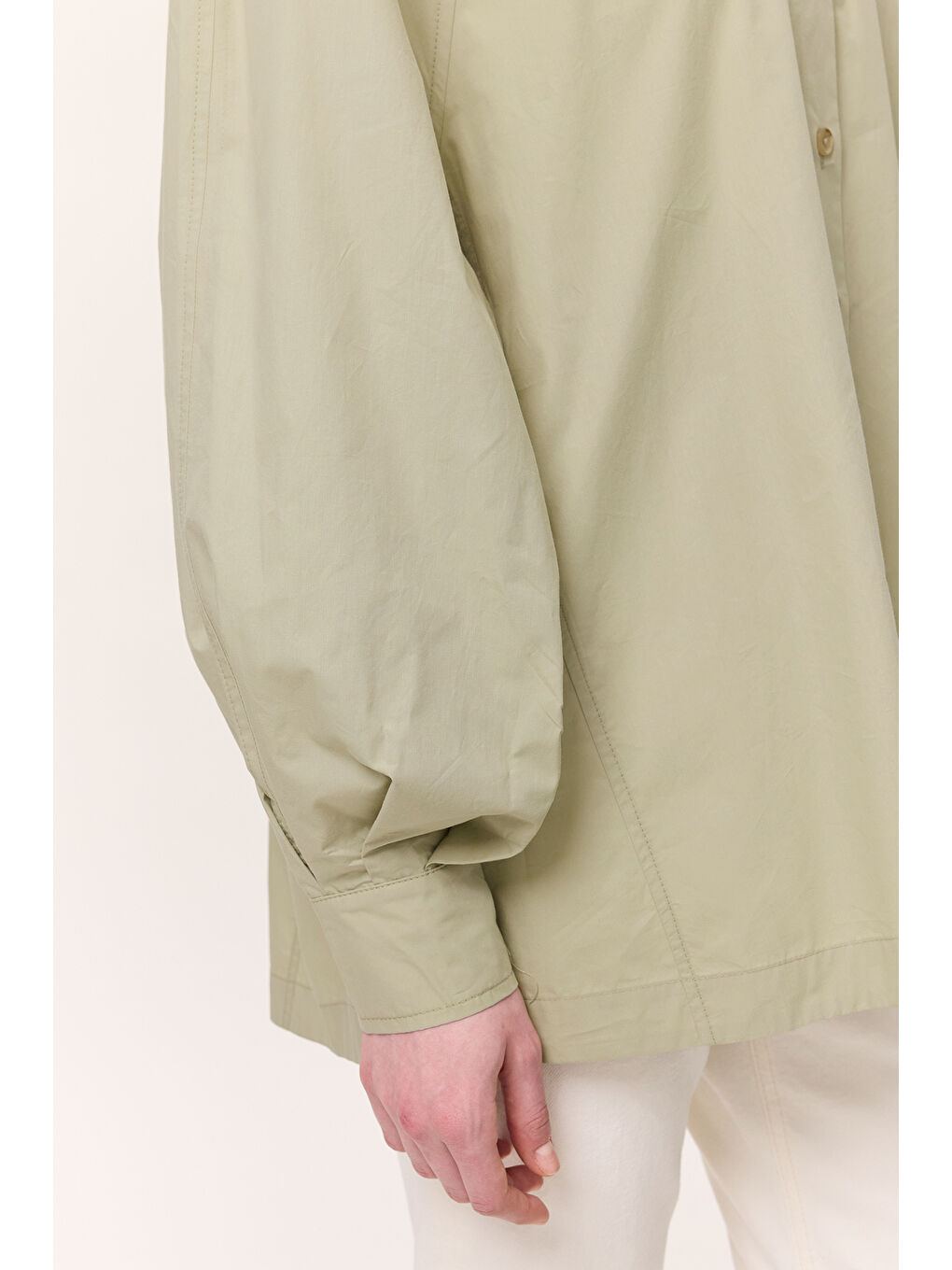 Yeşil Geniş Kol Detaylı Gömlek Çağla-4