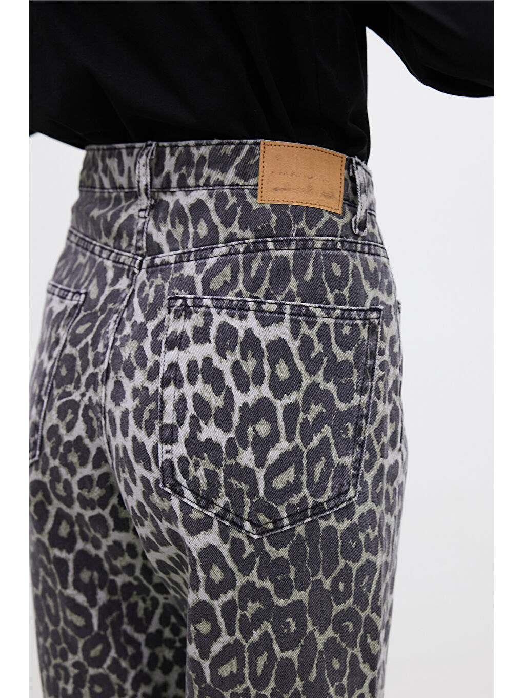 Karışık Desenli Gabardin Pantolon Leopar-5