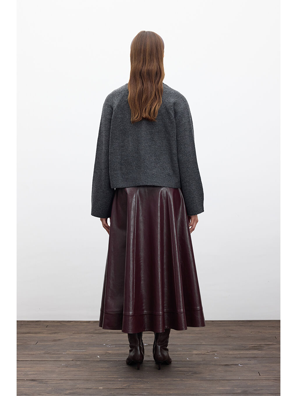 Düz Örgü Düğmeli Triko Hırka Antrasit-5