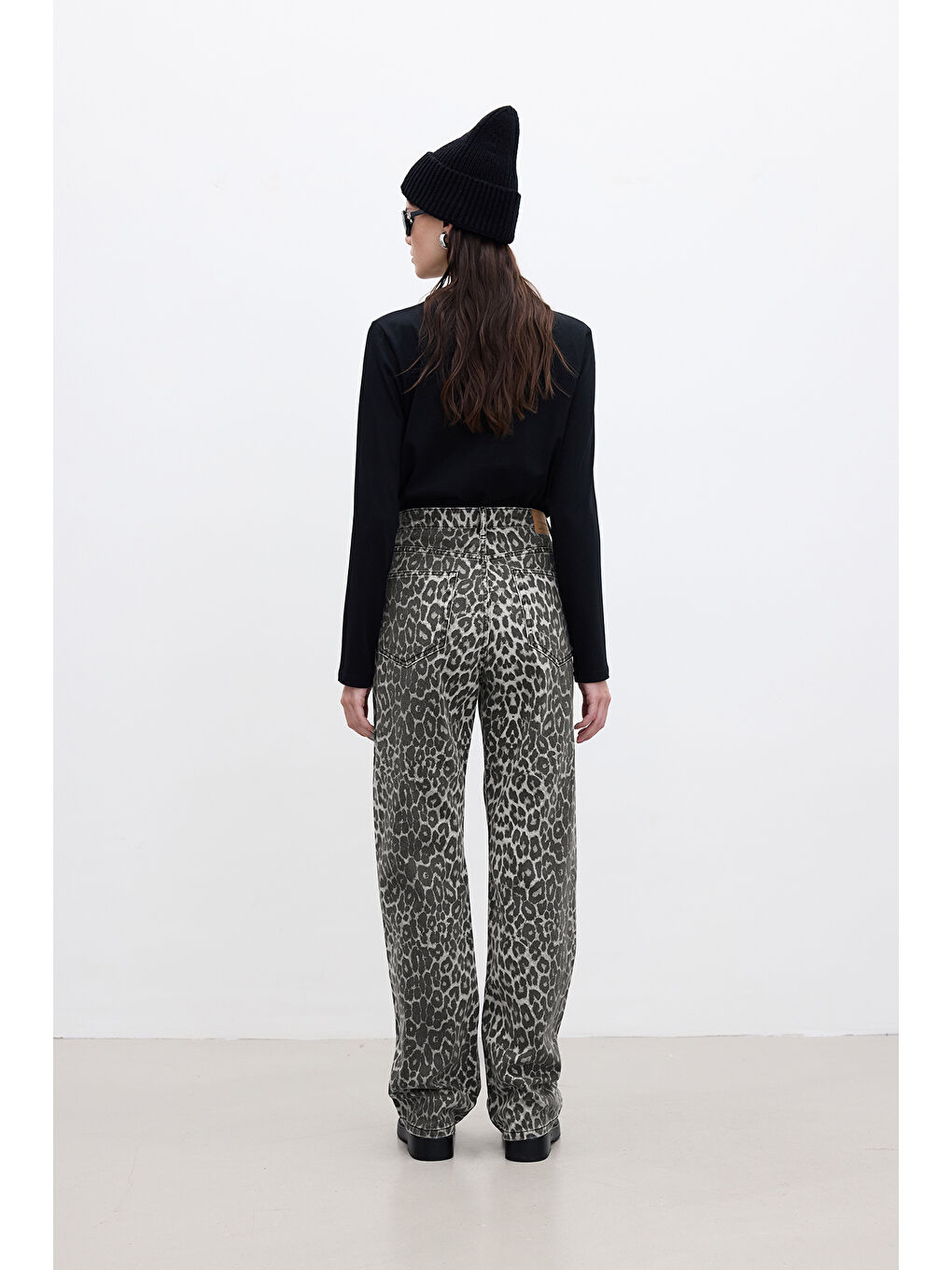 Karışık Desenli Gabardin Pantolon Leopar-7