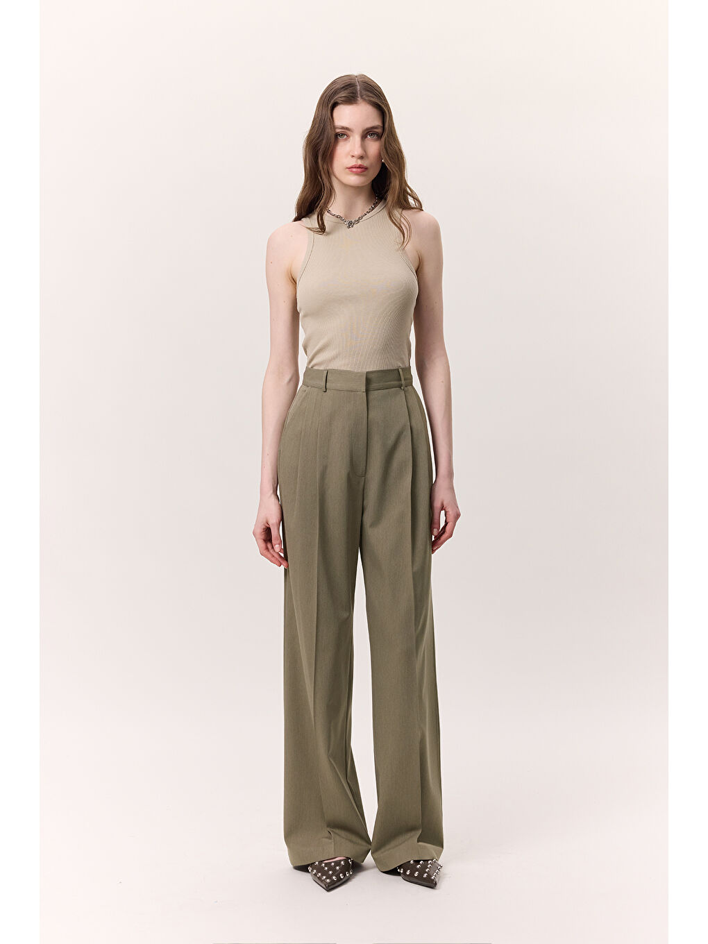 Geniş Paçalı Palazzo Pantolon Yeşil-5