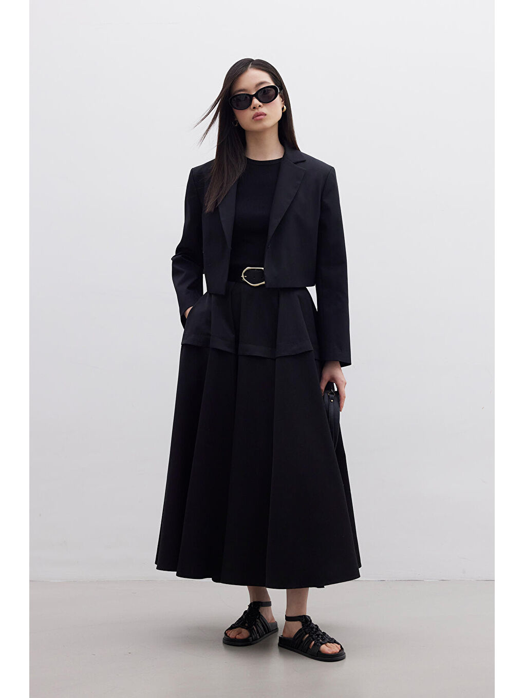 Volanlı Tasarım Etek Siyah