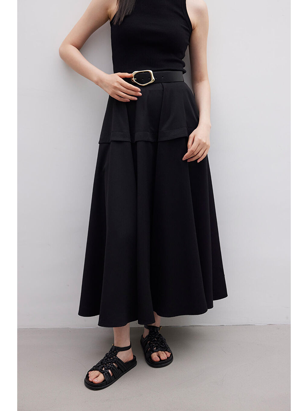 Volanlı Tasarım Etek Siyah-2