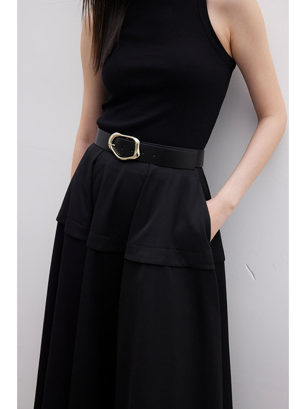 Volanlı Tasarım Etek Siyah-3