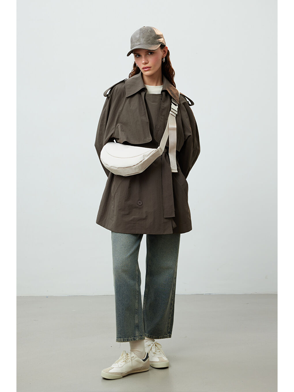 Lexa Metal Tokalı Çapraz Çanta Bej-1