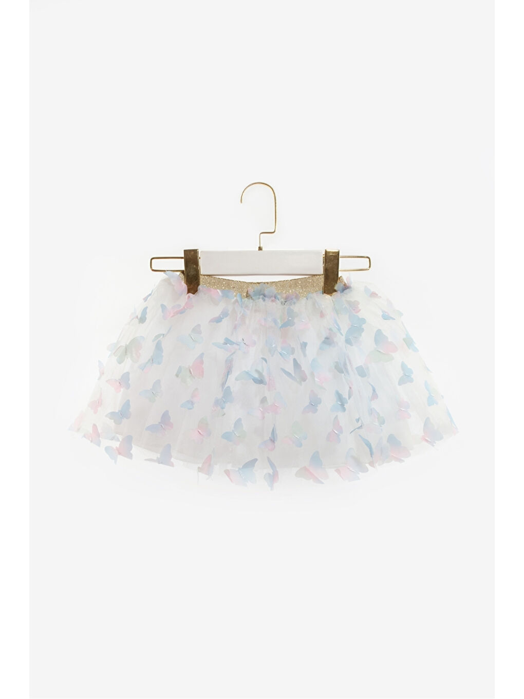 Sarı Kelebek Aplikeli Kız Çocuk Tül Etek - Pauline-1