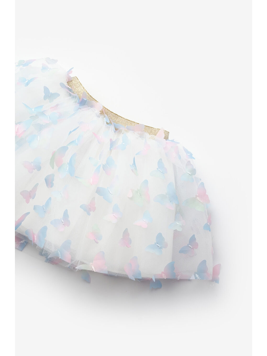 Sarı Kelebek Aplikeli Kız Çocuk Tül Etek - Pauline-2