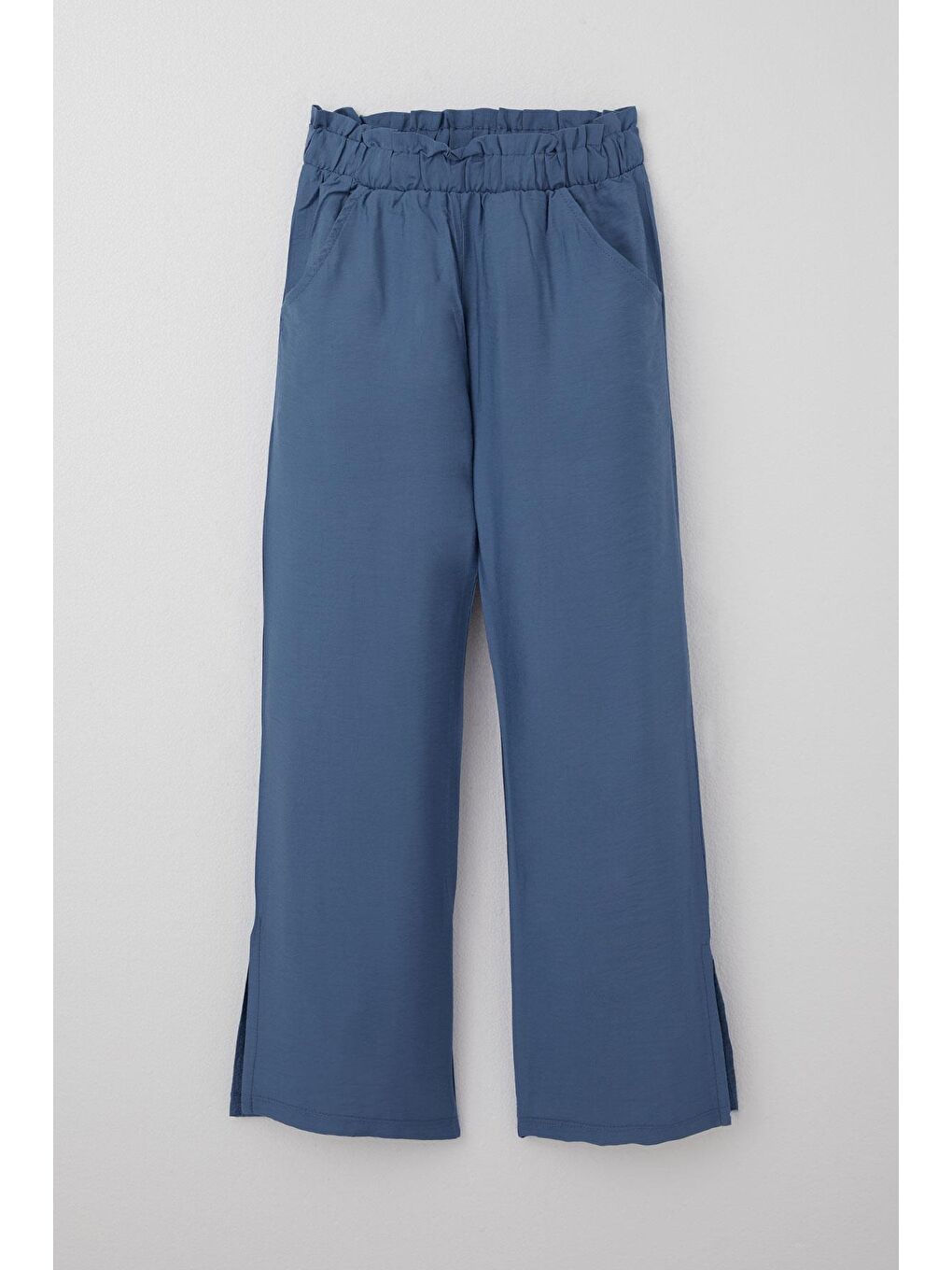 Kız Çocuk Pantolon Cepli Paçası Yırtmaçlı Mavi (8-14 Yaş)