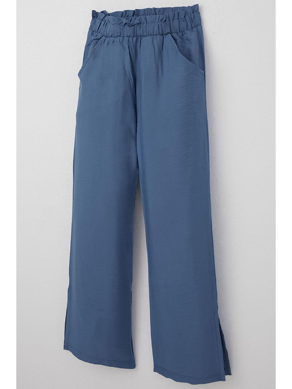 Kız Çocuk Pantolon Cepli Paçası Yırtmaçlı Mavi (8-14 Yaş)-2