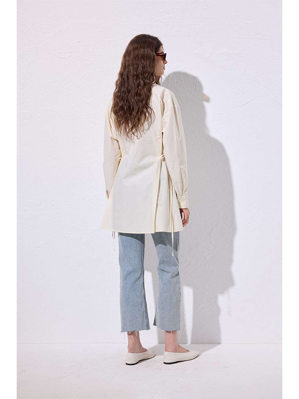 Bej Bağlama Detaylı Gömlek Vanilya-6