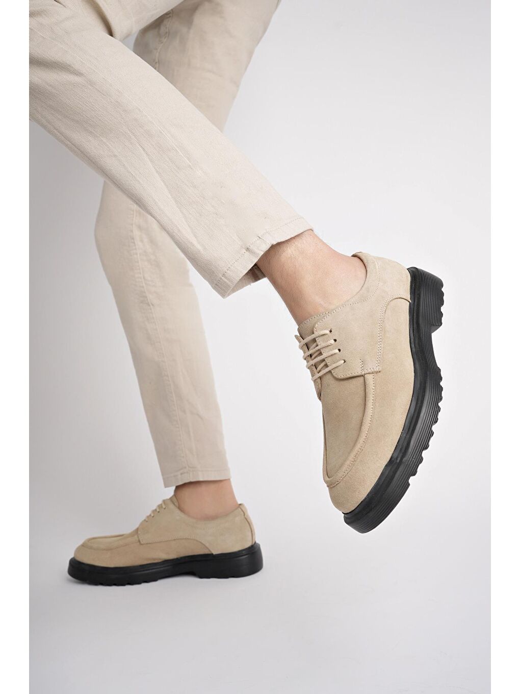 Bej SAMUEL Günlük Klasik Hakiki Deri Casual Rahat Ortopedik Kalın Taban Erkek Ayakkabı-2