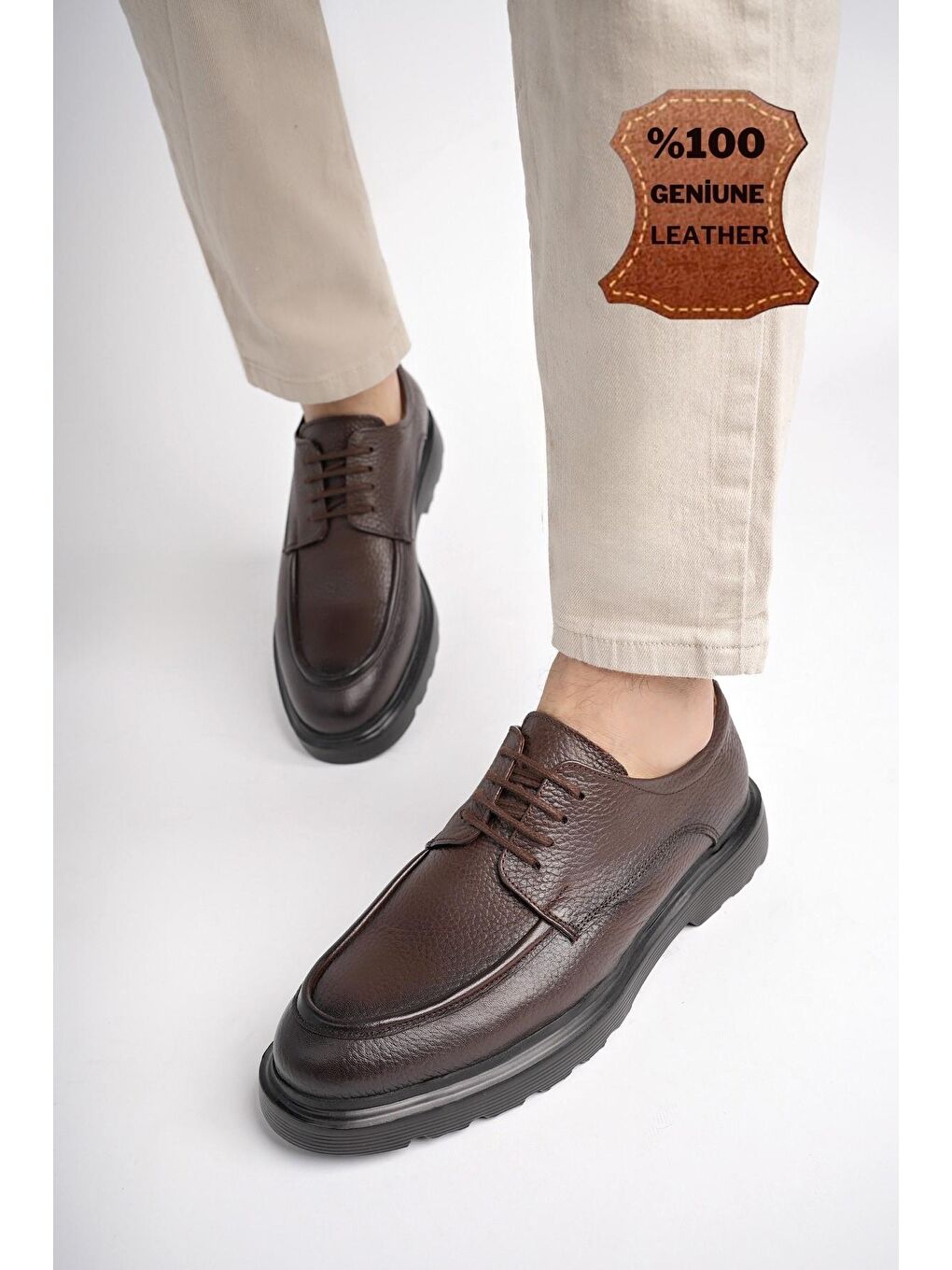 Kahverengi SAMUEL Günlük Klasik Hakiki Deri Casual Rahat Ortopedik Kalın Taban Erkek Ayakkabı