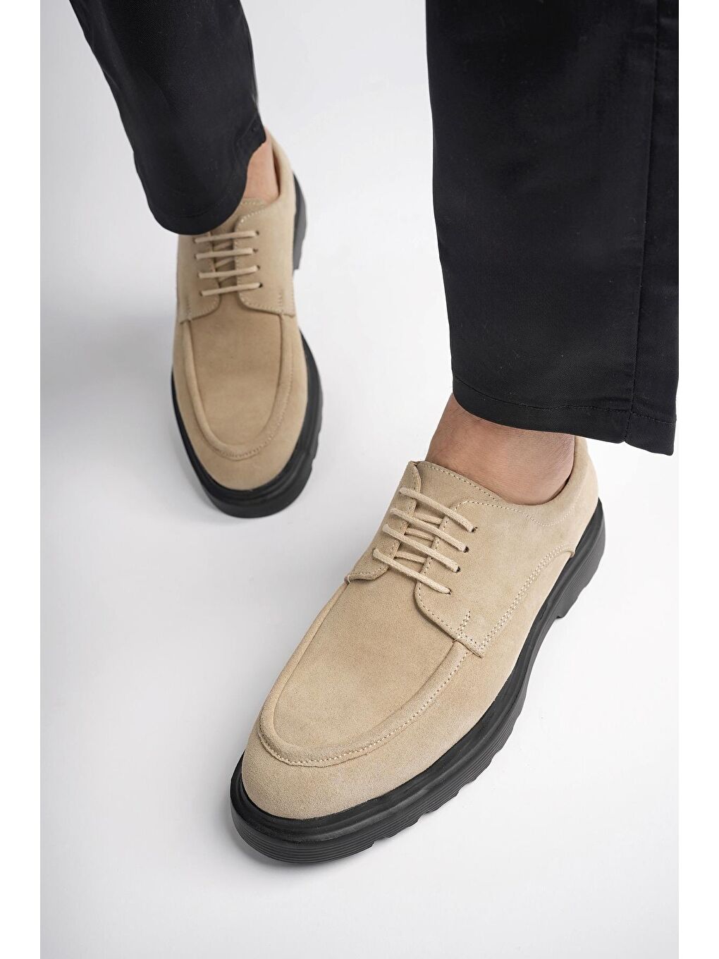 Bej SAMUEL Günlük Klasik Hakiki Deri Casual Rahat Ortopedik Kalın Taban Erkek Ayakkabı-4