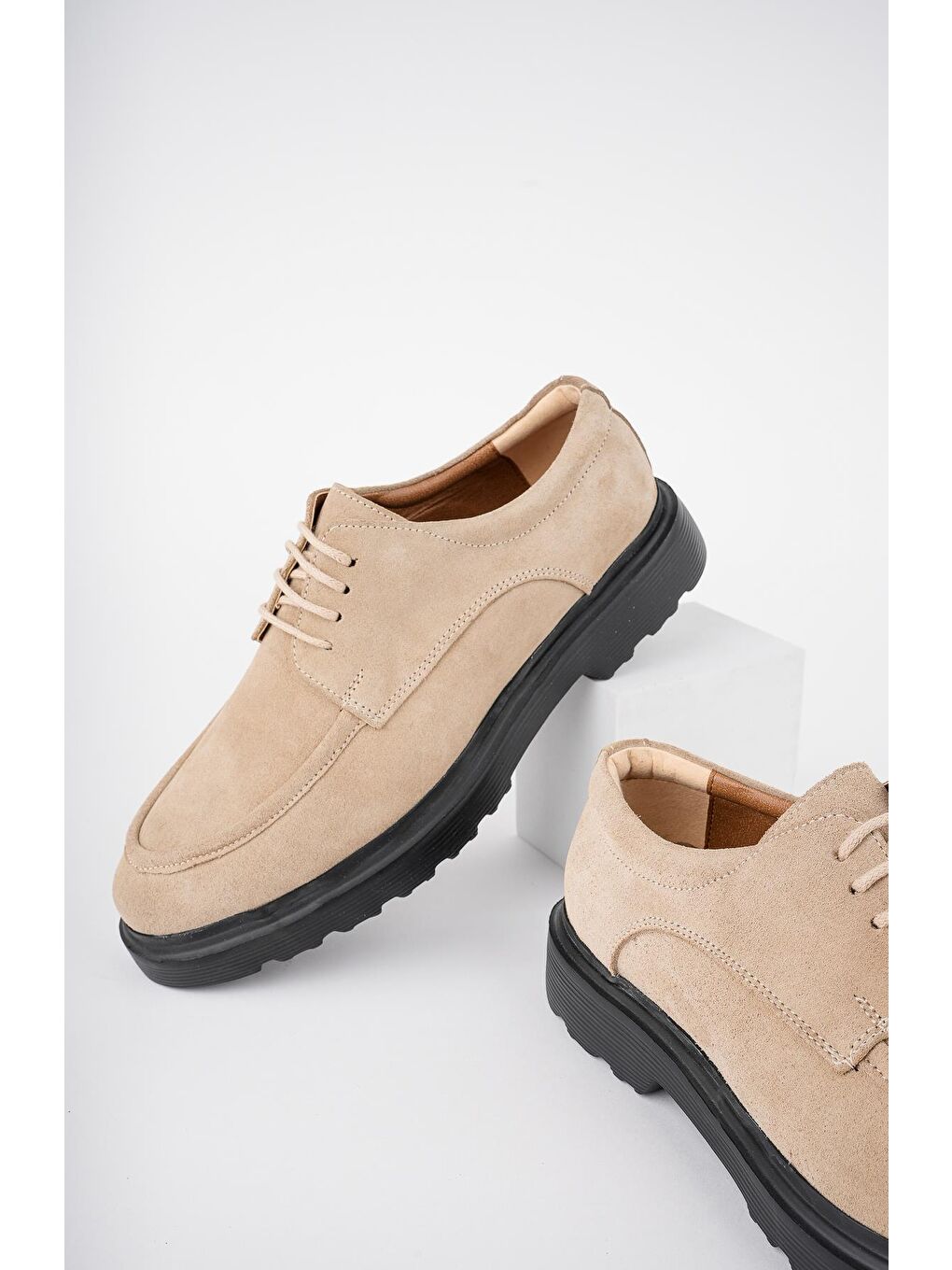 Bej SAMUEL Günlük Klasik Hakiki Deri Casual Rahat Ortopedik Kalın Taban Erkek Ayakkabı-6