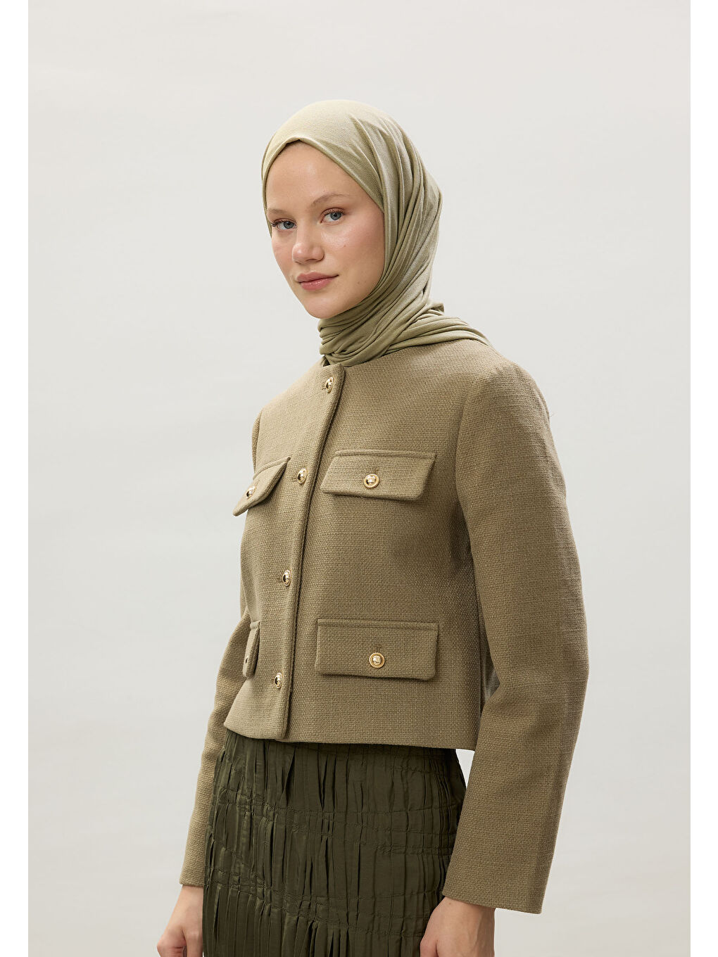 Yeşil Penye Şal Açık Çağla