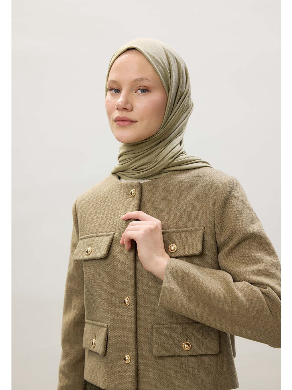 Yeşil Penye Şal Açık Çağla-1