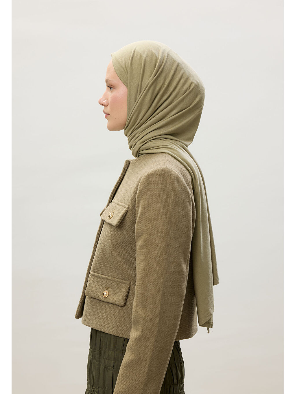 Yeşil Penye Şal Açık Çağla-3