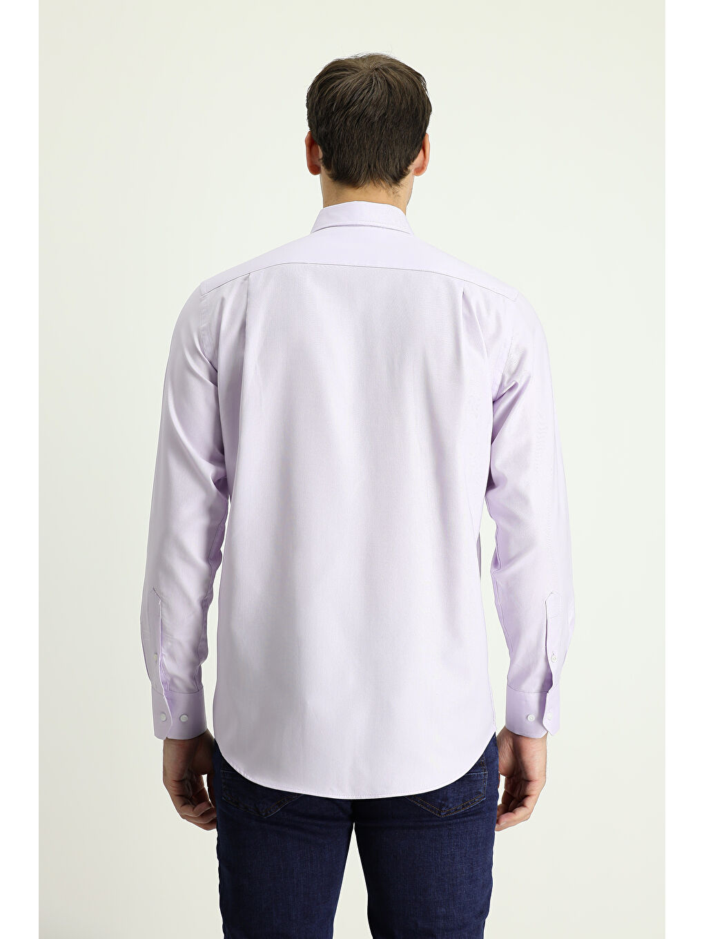 Lila Uzun Kol Regular Fit Oxford Pamuk Gömlek-2