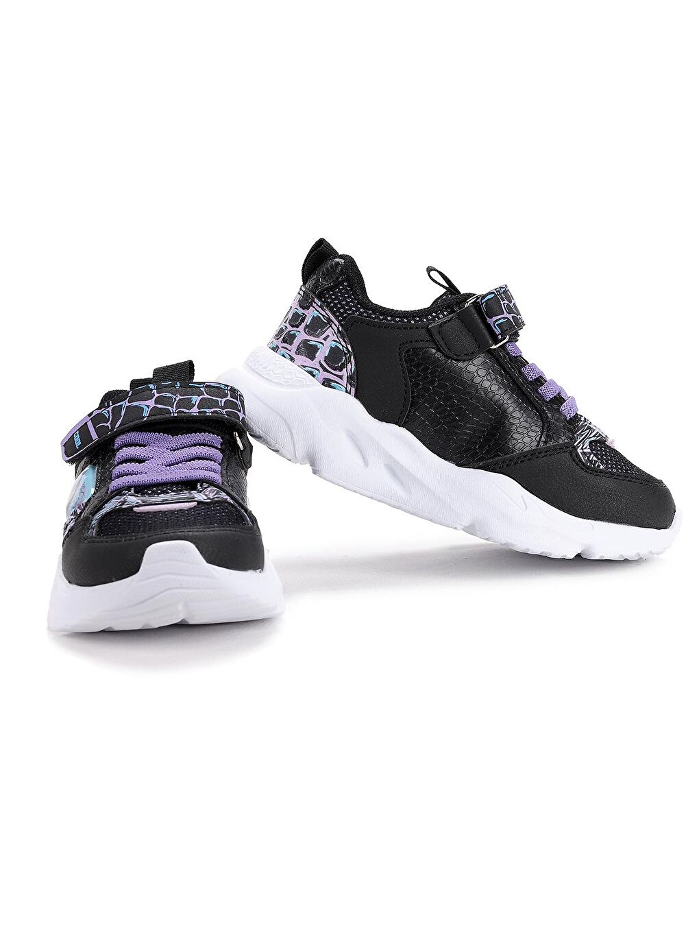 Lila Toyo Işıklı Cırtlı Kız/Erkek Çocuk Spor Ayakkabı-1