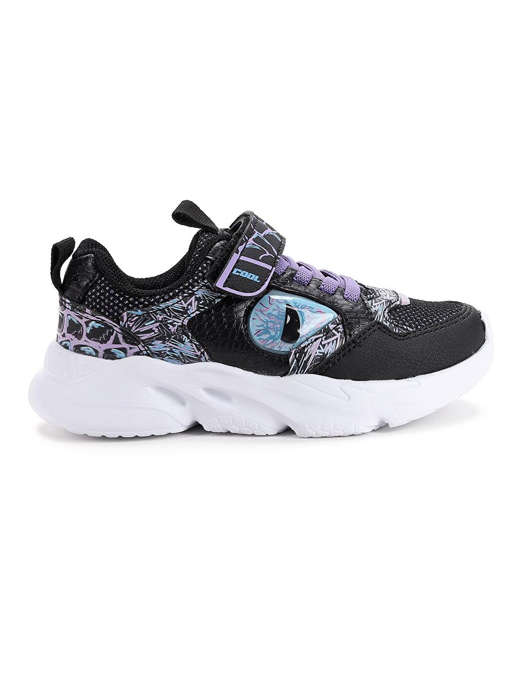 Lila Toyo Işıklı Cırtlı Kız/Erkek Çocuk Spor Ayakkabı-3