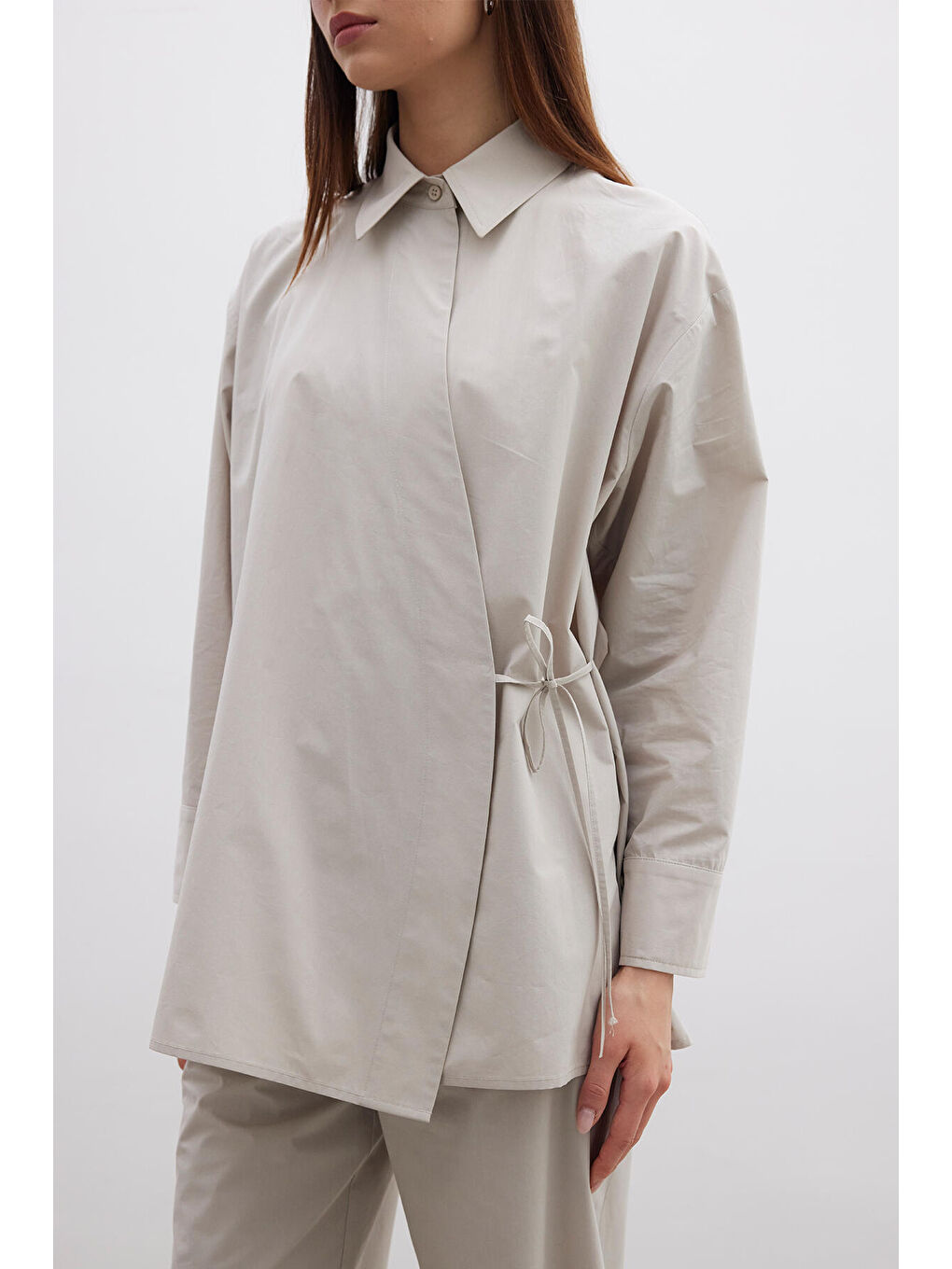 Bej Kruvaze Kapama Premium Gömlek Taş-2