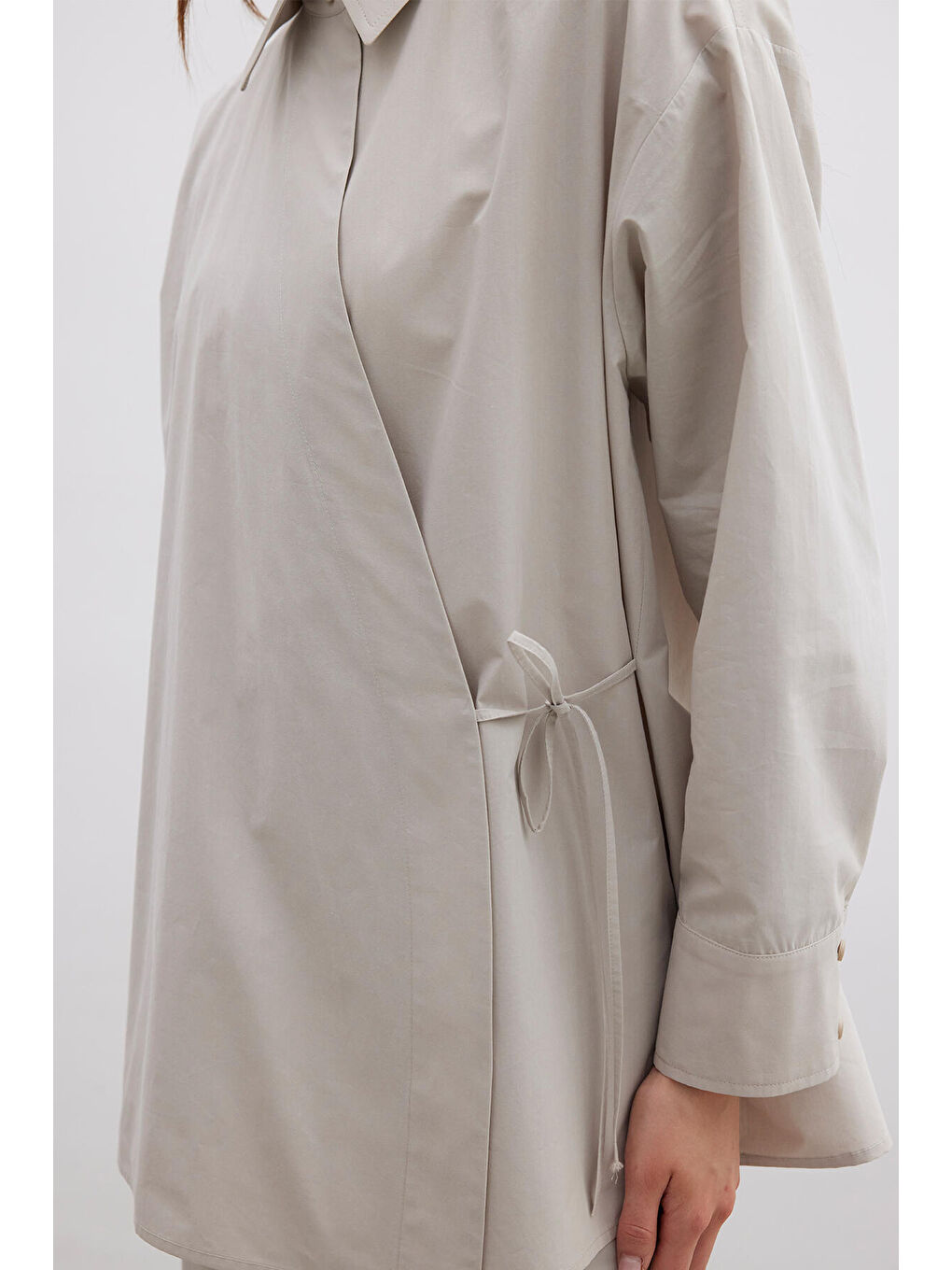 Bej Kruvaze Kapama Premium Gömlek Taş-3