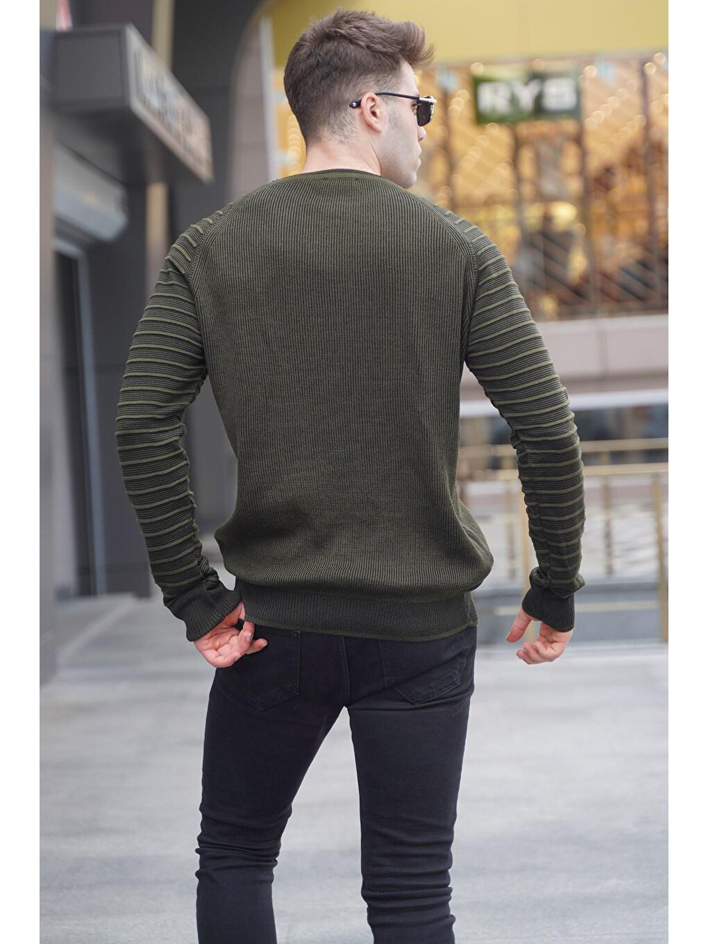 Haki Bisiklet Yaka Triko Kazak 5766-1