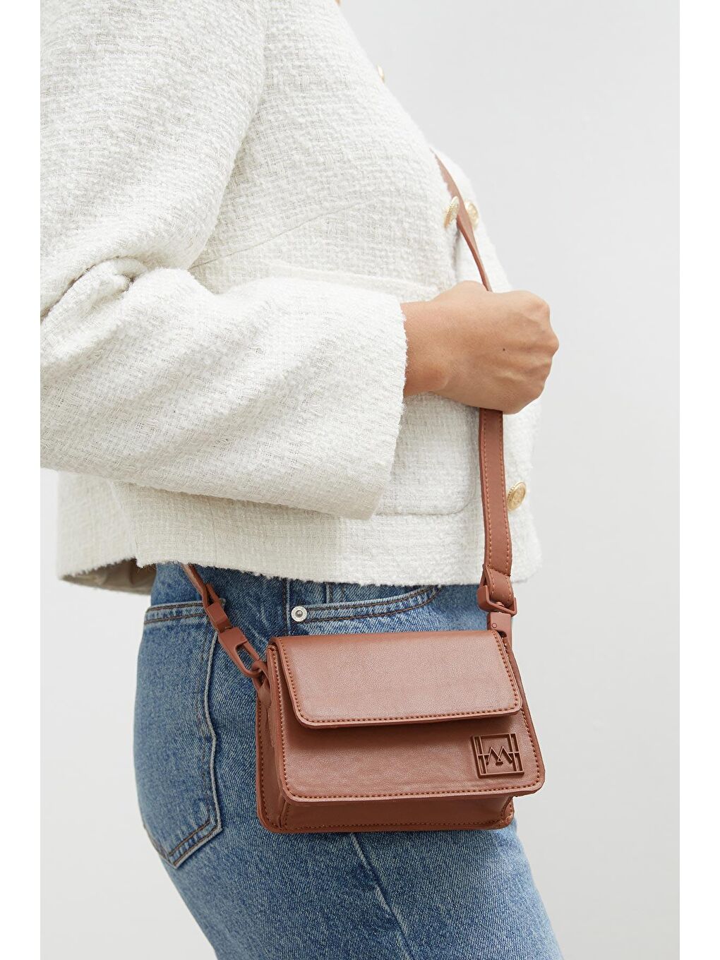 Kahverengi Roma Mini Çanta Taba-1