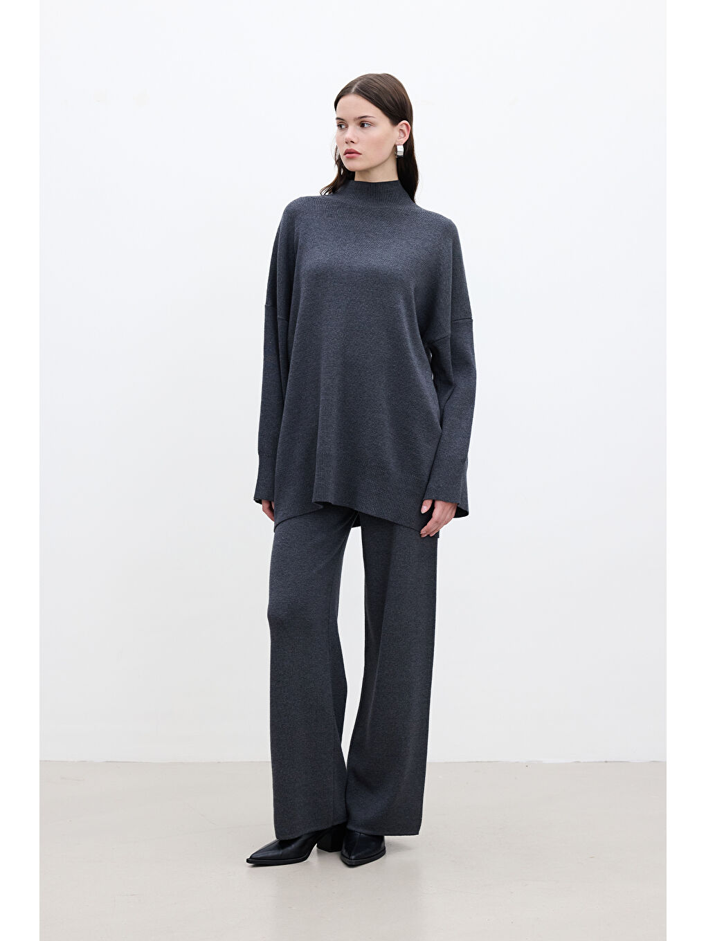 Oversize Yüksek Yaka Kazak Antrasit