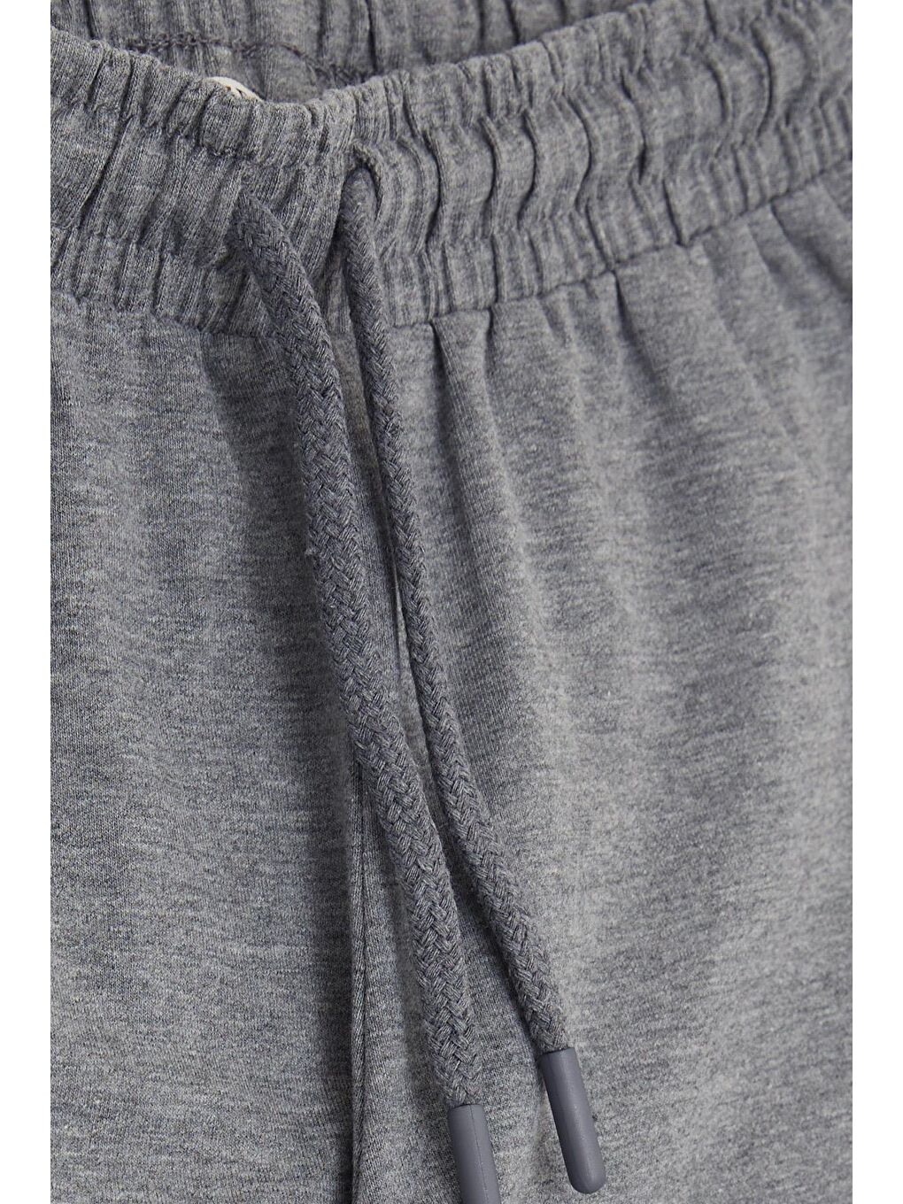 Kız Çocuk Kapri Yazı Baskılı Bağcıklı Beli Lastikli Koyu Gri Melanj (8-14 Yaş)-2