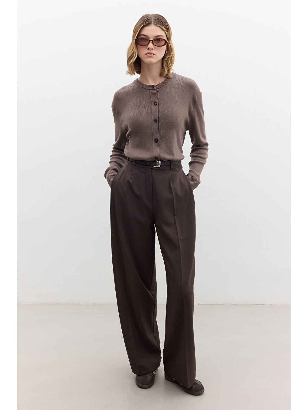 Bej Yumuşak Dokulu Triko Hırka Vizon-2